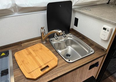 Glass Top Sink with Teak Insert